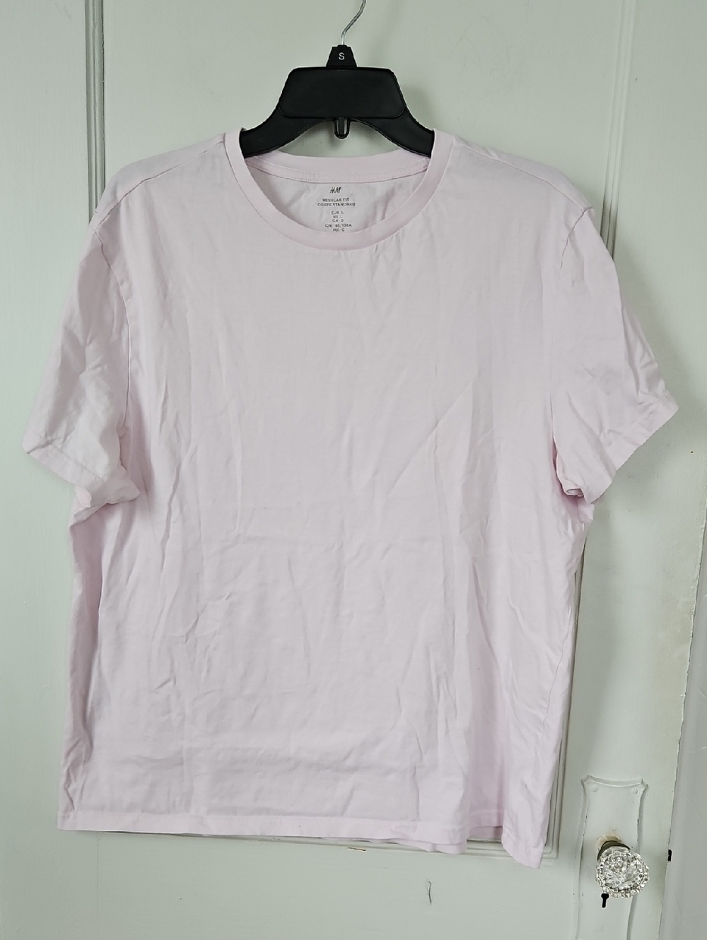 Men's H&M Regular fit Pale Pink Short-Sleeve Crew Neck Tee-L